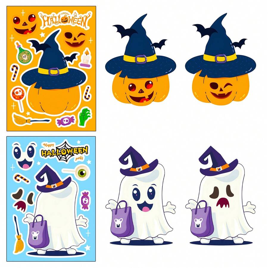 6 Sheets Halloween Puzzle Stickers, Make Your Own Stickers Party Favors ...