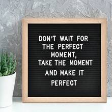 Meching Felt Message Board With Letters, Numbers, And Symbols - Replaceable Message Board With Wooden Frame Wall Hanging Hooks (Blackboard And Wooden Frame) - Black - View 1