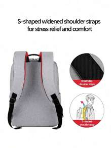 Mochila Formal Mochila Funcional Mochila Escolar Bolso para Laptop Mochila Sencilla Para Viajes y Trabajo mochila formal funcional versatil bolso mochila para laptop oficina viaje escuela compartimento acolchado para laptop bolsillo organizador material elegante discreto resistente correas ergonómicas ideal profesionistas estudiantes - Gris - Ver 5