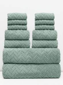 12pcs/Set (6pcs Washcloths + 4pcs Towels + 2pcs Bath Towels) Printed Coral Fleece Home Use Kit, Lightweight, Quick-Drying, Anti-Pilling, Soft To The Touch