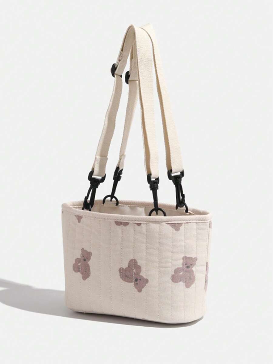 Cute Teddy Bear Bucket Bag Multipurpose Shoulder Bag Storage Bag - Beige - View 1