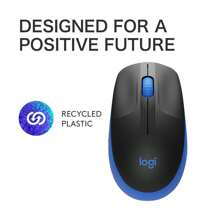 Logitech M190無線滑鼠，全尺寸雙手弧形設計，18個月電池續航與省電模式，精確的游標控制和滾動，寬廣的滾輪，拇指握把 - 藍色 - 查看 6