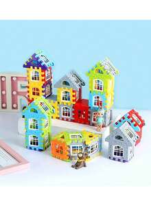 100 piezas Bloques de construcción de casas, tamaño grande, bloques de construcción cuadrados creativos, bloques de construcción básicos, juguetes educativos de ensamblaje DIY, regalos de cumpleaños, decoración de habitaciones, bloques de colores - Multicolor - Ver 3