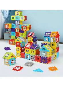 100 piezas Bloques de construcción de casas, tamaño grande, bloques de construcción cuadrados creativos, bloques de construcción básicos, juguetes educativos de ensamblaje DIY, regalos de cumpleaños, decoración de habitaciones, bloques de colores - Multicolor - Ver 8