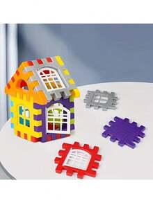 100 piezas Bloques de construcción de casas, tamaño grande, bloques de construcción cuadrados creativos, bloques de construcción básicos, juguetes educativos de ensamblaje DIY, regalos de cumpleaños, decoración de habitaciones, bloques de colores - Multicolor - Ver 6