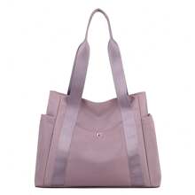 輕量尼龍手提袋，運動肩背包，大容量手提包，適用於旅行和外出 - 粉色 - 查看 2