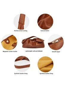 Vintage Simple Casual Large Capacity Tote Bag Female Handbag, Shoulder Bag - Brown - View 4