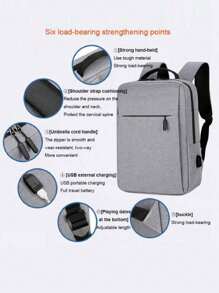 Mochila Formal Mochila Funcional Mochila Escolar Bolso para Laptop Mochila Sencilla Para Viajes y Trabajo mochila formal funcional versatil bolso mochila para laptop oficina viaje escuela compartimento acolchado para laptop bolsillo organizador material elegante discreto resistente correas ergonómicas ideal profesionistas estudiantes - Gris - Ver 4