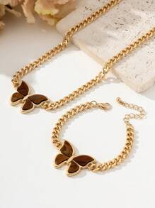 1入復古時尚蝴蝶項鍊和手鐲套裝 - 蝴蝶 - 查看 9