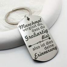 1pc German You Are Great Reminder Keychain For Men Key Ring Gift For Friends - Silvery - View 3