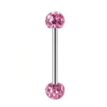 1pc Fashionable And Exquisite Tongue Ring, Soft Ceramic Clay With Rhinestone Studded Round Diamond Ball, Suitable For Women's Daily Wear