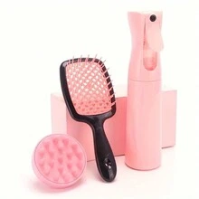 Bộ 3 dụng cụ tạo kiểu tóc, chai xịt 30ml, lược duỗi tóc rỗng, bàn chải gội đầu, bộ chăm sóc tóc, lược massage rỗng hình tổ ong để tạo kiểu, gỡ rối và massage da đầu, lược chống tĩnh điện, dụng cụ tạo kiểu tóc chuyên nghiệp, bàn chải/lược tóc, bàn chải massage gội đầu có tay cầm, 1 bàn chải chăm sóc da đầu lông silicon, bàn chải massage gội đầu khô và ướt, bàn chải gội đầu tròn, bàn chải/lược gàu, phù hợp với mọi loại tóc, unisex, quà tặng cho nữ - Nhiều màu - Xem 4