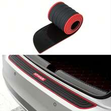 Universal Car Trunk Door Sill Protector, Rubber Strip Sticker Auto Rear Bumper Guard Scratch Protection Bar Black Styling Car Accessories, 90cm/35.4in - Red - View 3