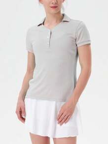 Women's Tennis Polo T Shirts Lightweight Moisture Wicking Short Sleeve Shirt Quick Dry UV Protection 3-Button Summer Light Color Golf Polo Shirt Baseball Collar Women Clothing