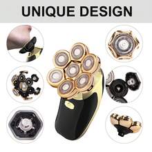 Stainless Steel 7 Blades Reusable Cutting Electric Shaver Head Replacement Parts Hair Removal,Face Hair Removal,Hair Trimmer,Hair Trimmer,Barber Supplies,Haircut, - Gold - View 1