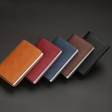 PU 皮革男士智能金属薄款超薄弹出式钱包小号黑色钱包金属钱包男士卡套小钱包钱包包钱包卡夹钱包名片夹男士信用卡夹迷你钱包卡片钱包射频识别钱包 - 棕色 - 查看 9