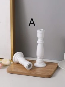 2pcs Vintage Wooden Candlestick Holder For Home Decor,Room Decor,Gifts - White - View 7
