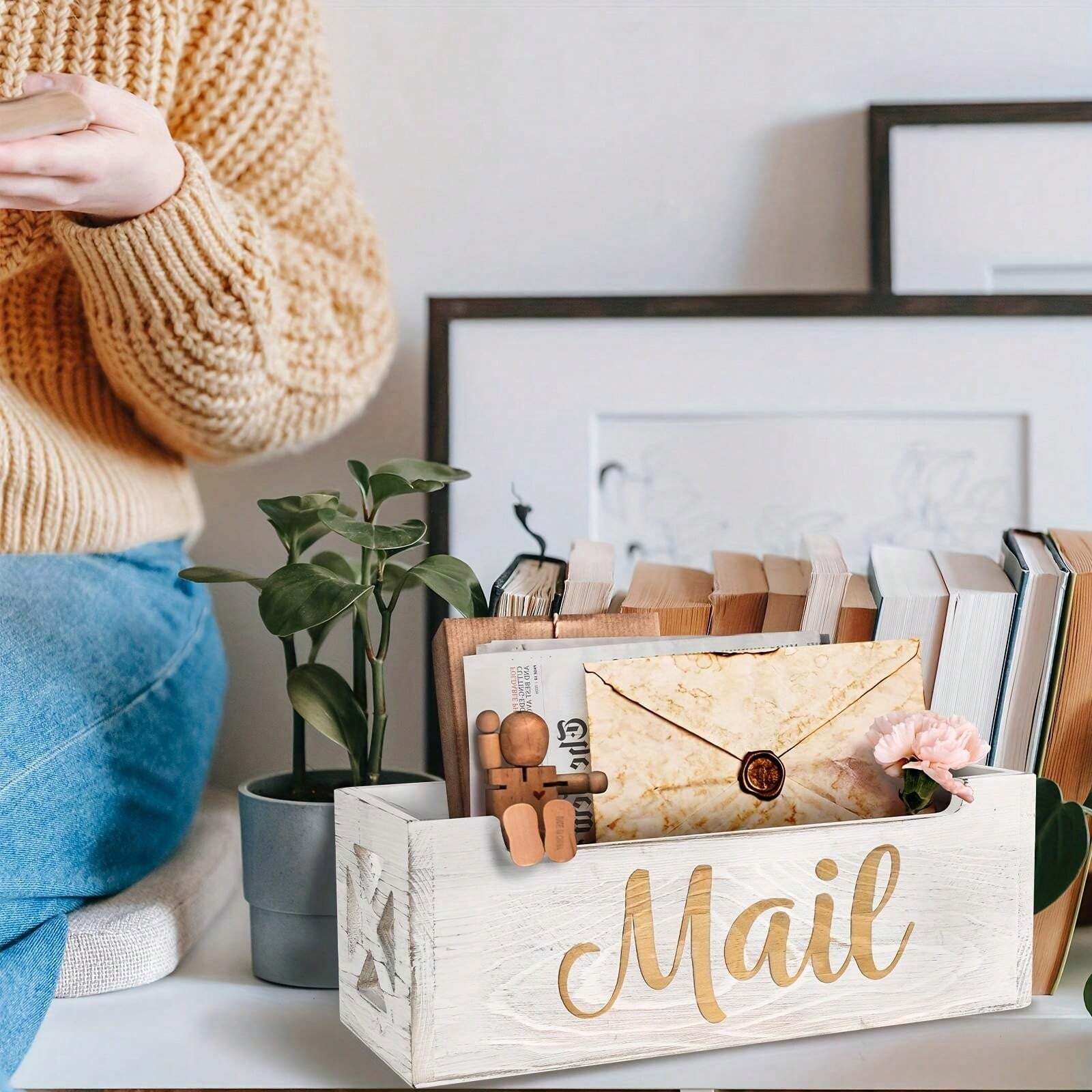 Organizador De Correo Rústico Para Encimera: Cesta De Madera Para Correo Saliente Para Mostrador, Buzones De Correo Para Maestros Y Estudiantes Para Aula, Organizador De Entrada De Granja, Caja De Sobre