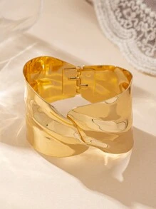 1 pieza de pulsera con forma de cara chapada en oro de moda europea y americana adecuada para uso diario de mujeres - Amarillo Oro - Ver 4