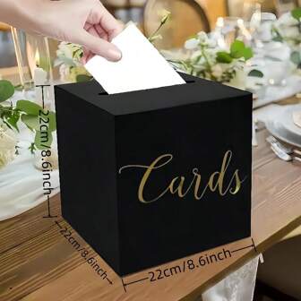 (1 Set/11pcs/1 Box+10 Cards) Gift Card Box With Black And White Gold Foil Design For Birthday Parties, Weddings, Bridal Showers, Graduations, Retirement Parties, Anniversary Celebrations. Can Also Be Used As Centerpiece And Party Decorations. Includes Gold Foil Designed Game And Suggestion Cards With Voting Box.,Christmas