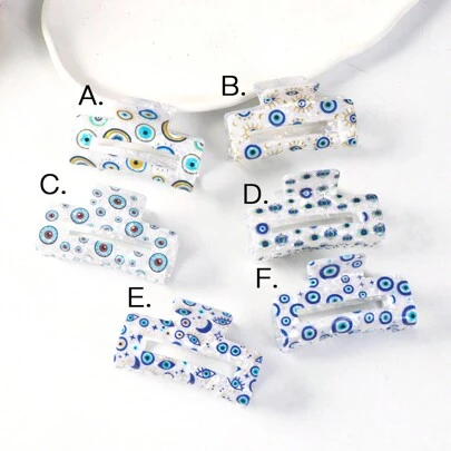 1 件希腊女神邪眼系列发爪夹，时尚发饰发夹，发卡，发抓夹，秋冬季发夹，女士度假装扮发饰，夏季海滩度假发夹