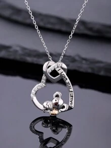 1 pieza Collar con colgante en forma de corazón de plata 925 decorado con la frase "siempre mi hermana, por siempre mi amiga", un regalo festivo y de uso diario ideal para mujeres en San Valentín