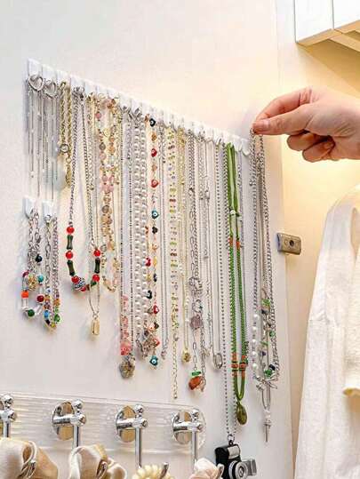Set de 9/18/27 piezas de organizador de joyas de pared mini, estante colgante para exhibir collares, sin necesidad de perforar