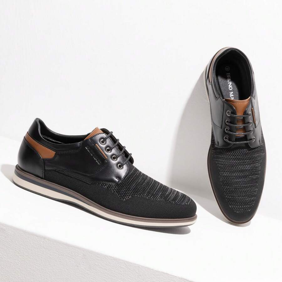 Men's Lace Up Casual Dress Shoes For Men Breathable - Black - View 1