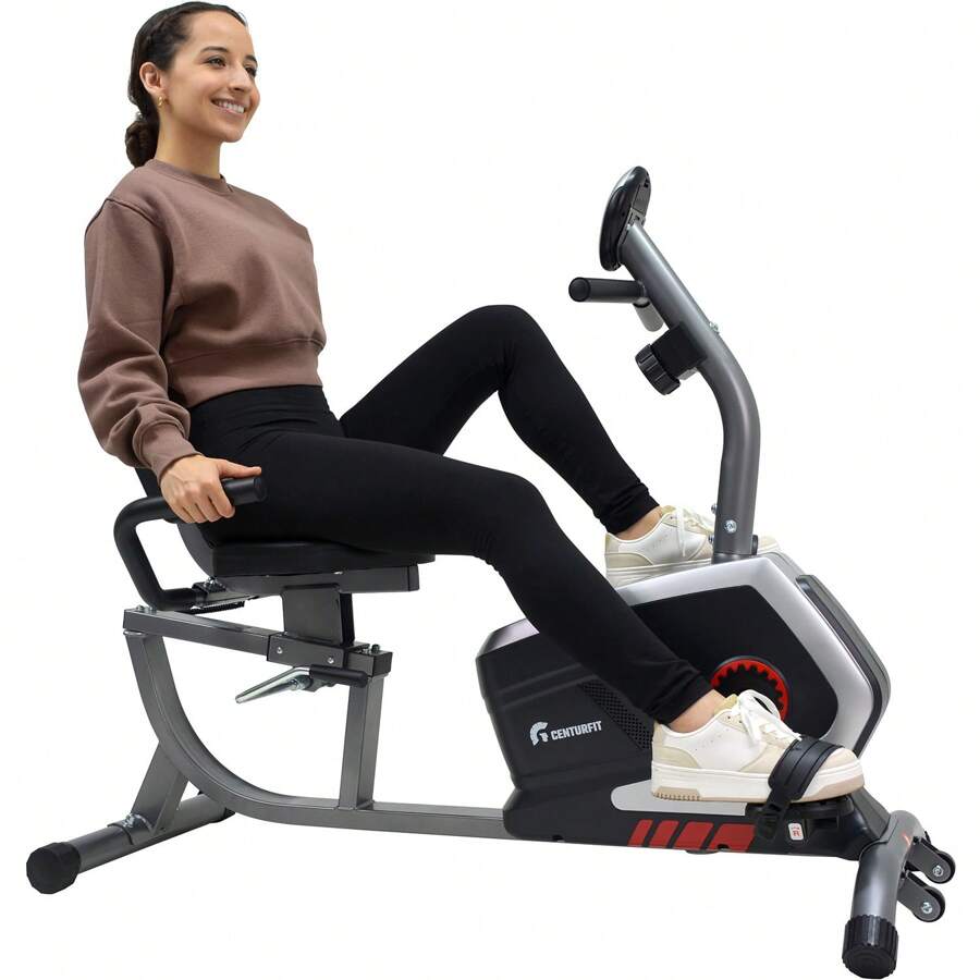 Bicicleta Fija Magnetica Horizontal Fit Cardio Con Monitor Hogar GYM - Gris - Ver 1