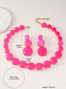 3-Piece Set - Metal Claw Chain With Resin Gemstone, Asymmetrical & Exaggerated Design, Elegant Luxurious Necklace & Earrings Set For Women, Summer (Minor Defects) - Three-piece Necklace and Earrings Set - View 5