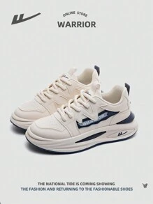 1 pereche de pantofi sport pentru bărbați, pantofi de mers în aer liber cu talpă groasă, cu șireturi în față, pantofi de alergare