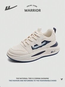 1 pereche de pantofi sport pentru bărbați, pantofi de mers în aer liber cu talpă groasă, cu șireturi în față, pantofi de alergare