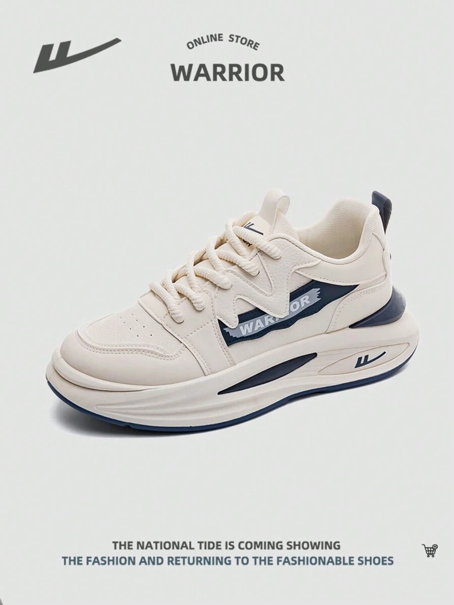 1 pereche de pantofi sport pentru bărbați, pantofi de mers în aer liber cu talpă groasă, cu șireturi în față, pantofi de alergare