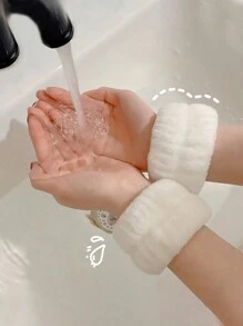 1雙藍色珊瑚絨髮帶適用於浴室使用,厚和柔軟髮圈即可使用適用於洗滌,彩妝塗抹,和頭髮造型