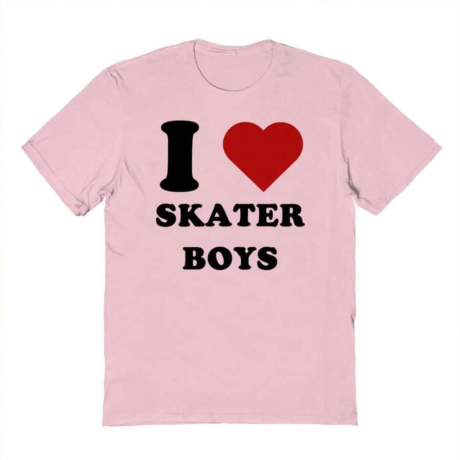 Nearly There I Love Skater Boys Graphic Cotton Short-Sleeve T-Shirt