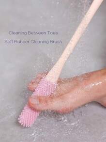 Silicone Foot Scrubber Brush With Long Handle, Slouchy Foot Cleaner For Toe Crevices, Foot Dead Skin Remover, Foot Massager - Pink Soft Bristle Cleaning Brush - View 6