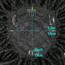 Synthetic Short Dreadlock Topper 3 Inch Afro Dreadlock Topper Hair Extensions Clip On Hair Extensions Messy Hairpieces For Men And Women - Black - View 3