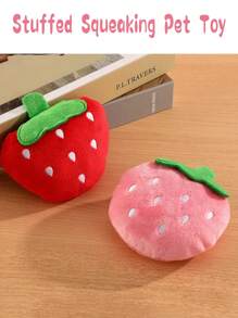 1pc Pet Sound Emitting Toy, Strawberry Design In Pink Or Red