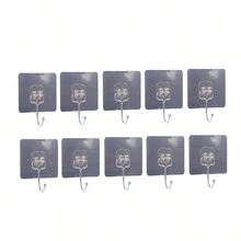 10入組大號掛鉤，自粘式PVC不銹鋼透明多用途牆掛架門掛架廚房收納組織器材家居使用 - 彩色 - 查看 14