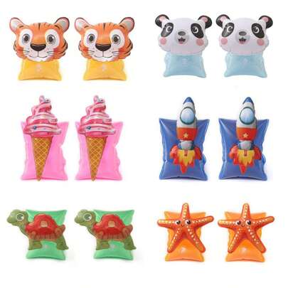 1 Pc PVC Cute Cartoon Inflatable Arm Band Flotation Sleeves Tubes Blow Up Water Rings For Little Girls Boys Summer Outdoor Swimming Pool Beach Party…