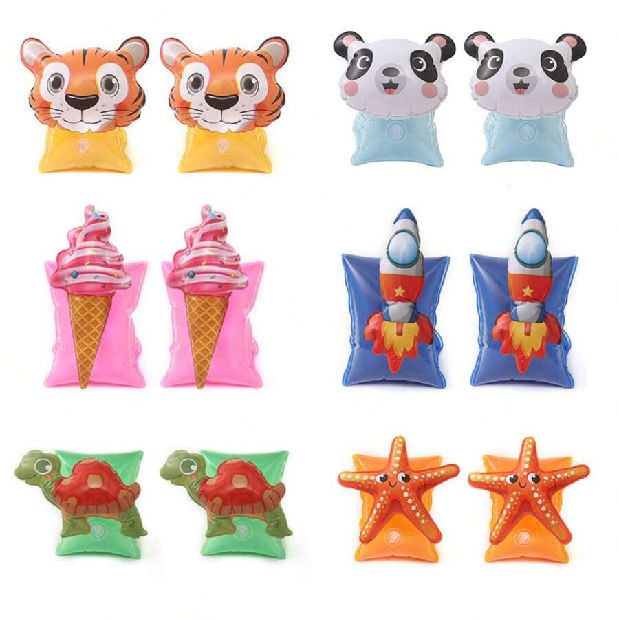 1 Pc PVC Cute Cartoon Inflatable Arm Band Flotation Sleeves Tubes Blow Up Water Rings For Little Girls Boys Summer Outdoor Swimming Pool Beach Party…
