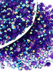1000/2000pcs/Pack Silver Flat Back Resin Rhinestone, Purple AB Non-Hot Fix Crystal Stones For DIY Craft, Cup, Bottle, Glasses, Clothing, Loose Sparkling Decorative Crystal - Purple AB Color - View 4