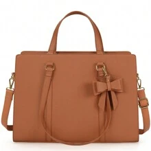 NEWHEY Women's 15.6 Inch Laptop Bag, Waterproof Leather Handbag For Notebook, Large Lightweight Briefcase For Documents, Professional Business Office Work Bag - Brown - View 4