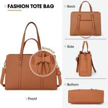 NEWHEY Women's 15.6 Inch Laptop Bag, Waterproof Leather Handbag For Notebook, Large Lightweight Briefcase For Documents, Professional Business Office Work Bag - Brown - View 7