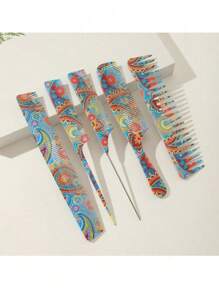 5pcs Anti-Static Hair Brush Set, Household Styling Comb For Long Straight & Curly Hair - Multicolor - View 8