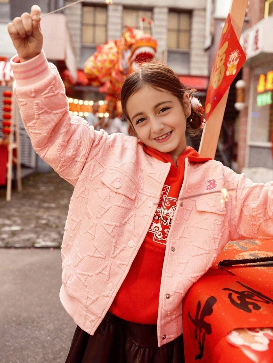 Annil Kids Coats Spring And Autumn Fashionable Baseball Uniforms Tween Girls Jackets Pink - Pink - View 1