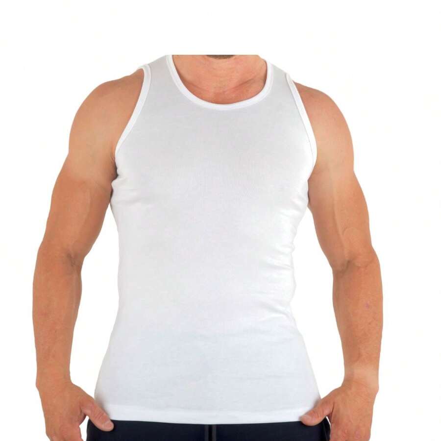 Men Tank Tops - 米色 - 查看 1
