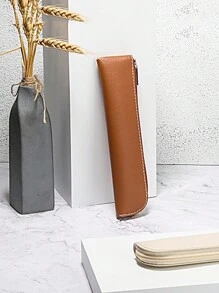 1 Stück einfarbiger 20x4cm Federmäppchen Schutzhülle aus PU-Leder, Reißverschluss Stifteetui Halter für Schüler, Schul- und Büromaterial, einfache Stiftehülle aus PU-Leder, mini kleine Stifteetui mit Reißverschluss, Federmappe für Schulbedarf, Schulanfang, Schulmaterial, Federtasche, Stifteetui, Schultasche