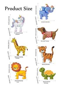 MECRLA 1 Set Kit de ensamblaje de globos de animales 3D, que incluye globos con forma de unicornio, elefante, perro, jirafa, tigre, león y tortuga; adecuado para decoraciones de fiestas de cumpleaños, accesorios decorativos, decoraciones de fiestas al aire libre, regalos de festivales - Varios estilos disponibles - Ver 2