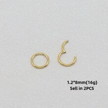 HENGKE 2PCS Titanium Small Nose Rings Body Clips Hoop 16G 14G Tragus Septum Cartilage Piercing Jewelry For Women Men Girl Gift F136 G23 - Multicolor - View 6